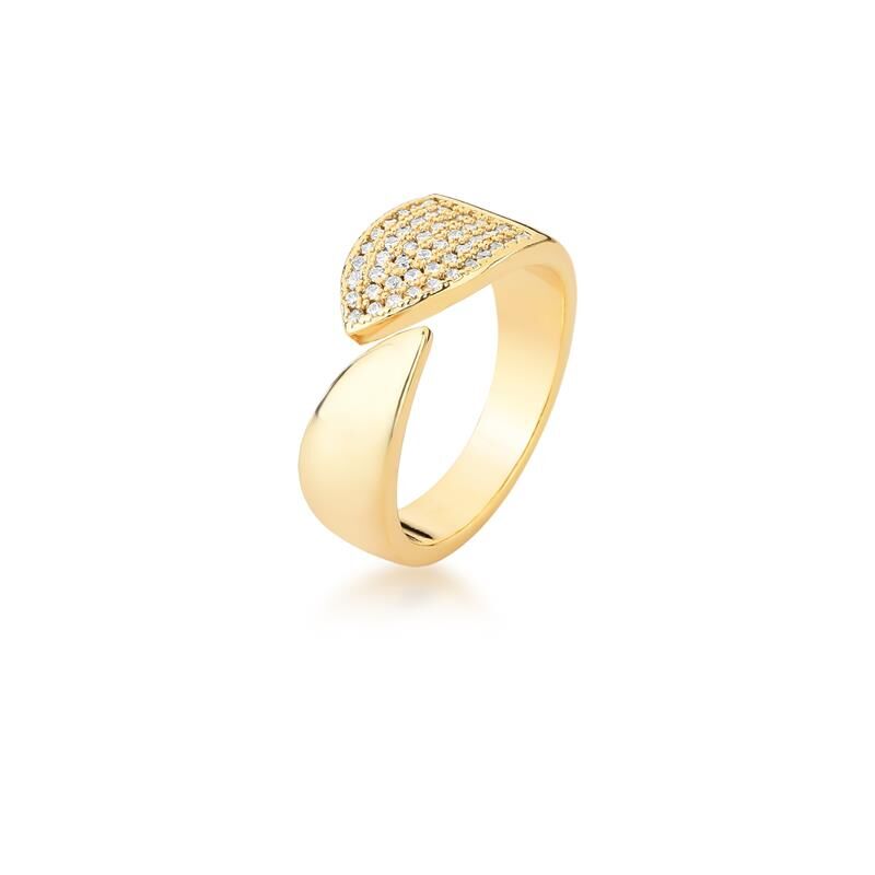 2 Peças de Anel Dourado de Decoração de Zircônia